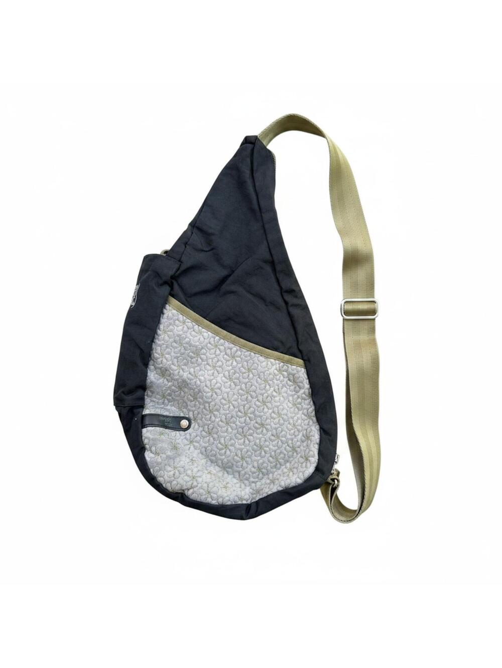 Ameri Bag - The Healthy Back Black Crossbody Sling Bag Patterned Front